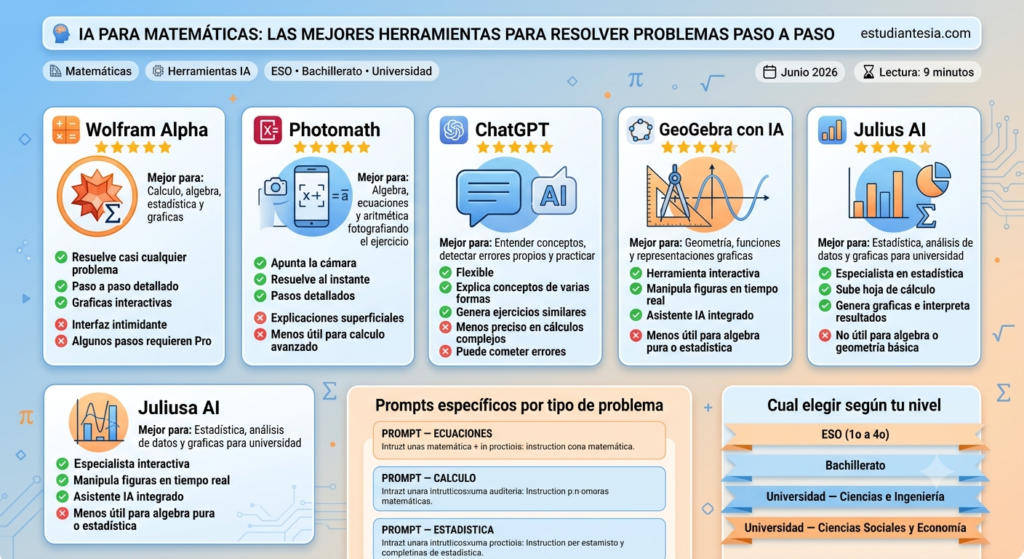 Herramientas de IA para matemáticas resolviendo problemas paso a paso.