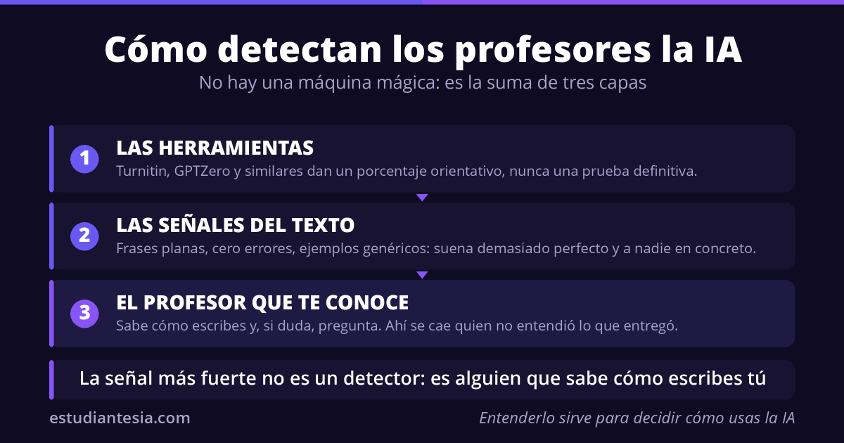 Cómo detectan los profesores el texto escrito con IA en tres capas